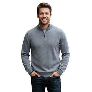 GAP Vintage 100% Merino Wool Gray 1/4 Zip Sweater Size M